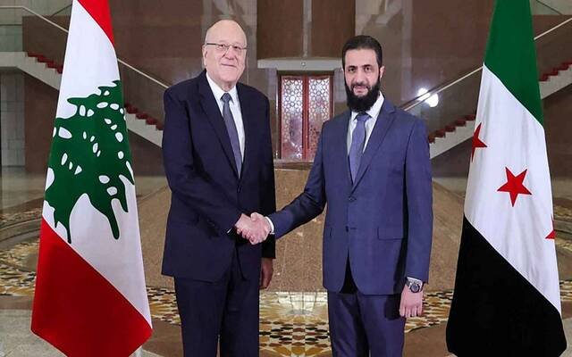 “ميقاتي” و”الشرع” يناقشان ملف النازحين السوريين في لبنان
